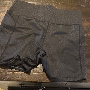 High-Rise Black Leopard-Print Bike Shorts for Women